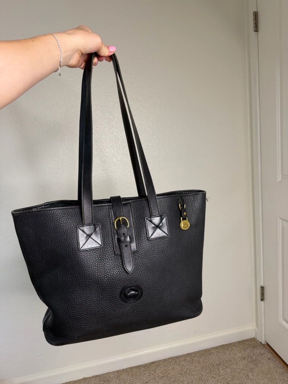 Vintage Dooney & Bourke Black
Pebbled Leather Tote Bag